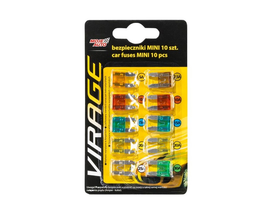 BEZPIECZNIKI PYTKOWE MINI ZESTAW 10 SZT. BEZPIECZNIKI PYTKOWE MINI ZESTAW 10 SZT.