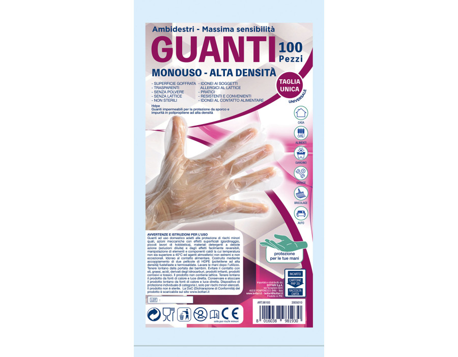 100 PZ GUANTI IN HDPE TAGLIA U
