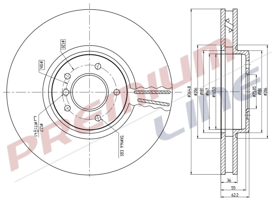 T24_COPPIA DISCHI FRENO DIAM 364/8 VENTILATO