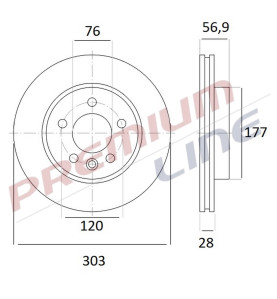 T24_COPPIA DISCHI FRENO DIAM 303 VENTILATO OE 2H0615301A