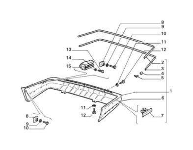 7074961 Paraurti post Fiat Duna Nero con 2 modanature -Originale Fiat