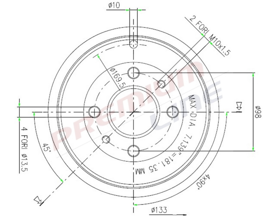 T24_TAMBURO FRENO POST  DIAM 180