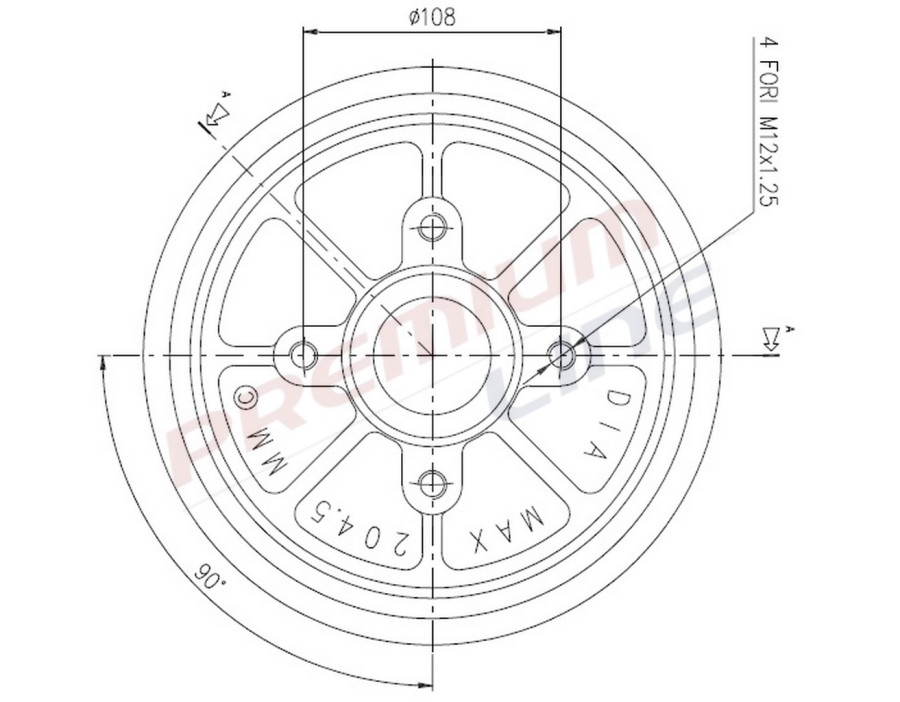 T24_TAMBURO FRENO POST  DIAM 203