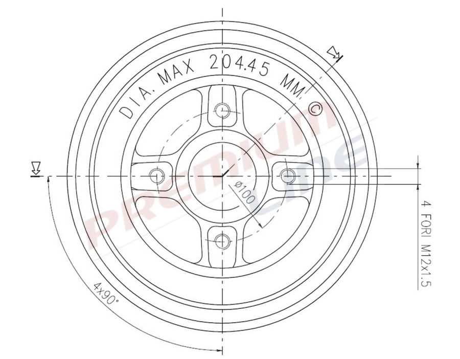 T24_TAMBURO FRENO POST  DIAM 203/3