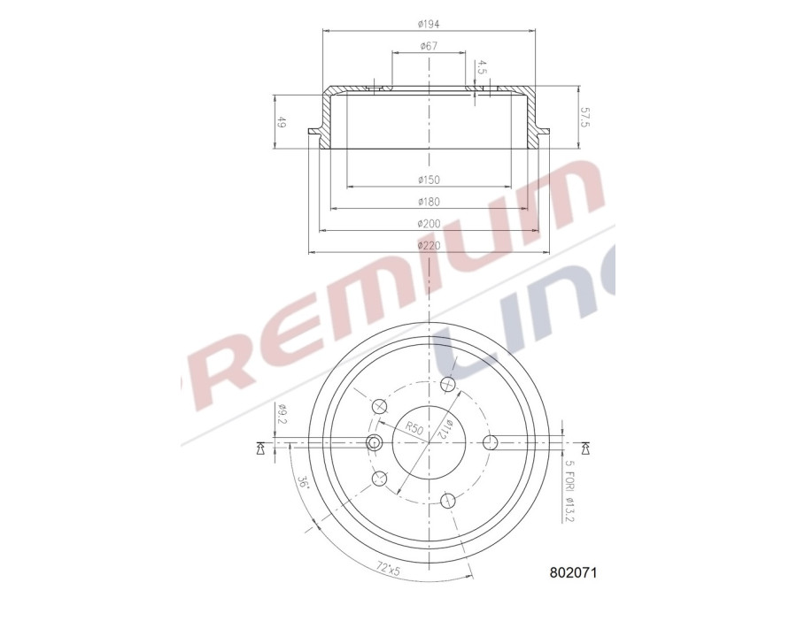 T24_TAMBURO FRENO POST  DIAM 180