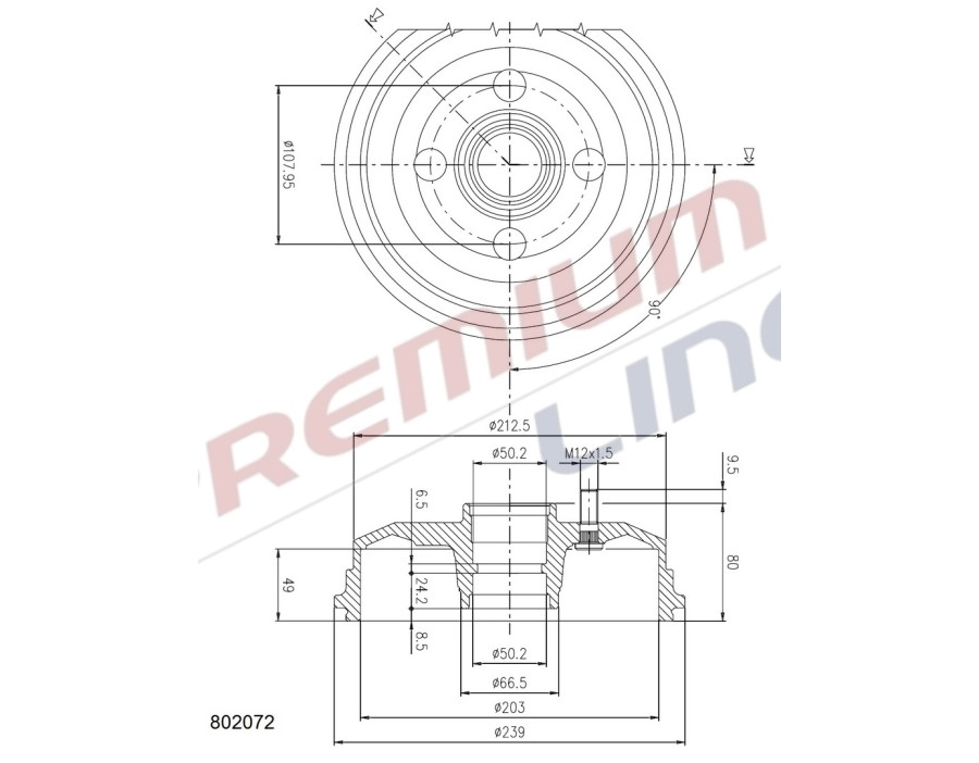 T24_TAMBURO FRENO POST  DIAM 203