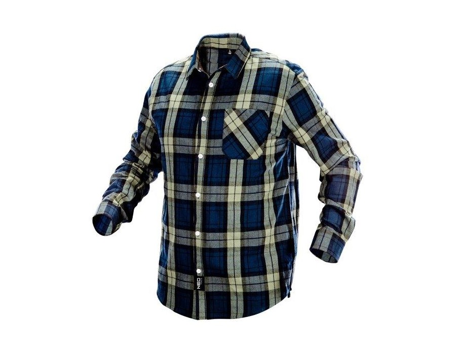 KOSZULA FLANELOWA GRANATOWO-OLIWKOWO-CZARNA, ROZMIAR L