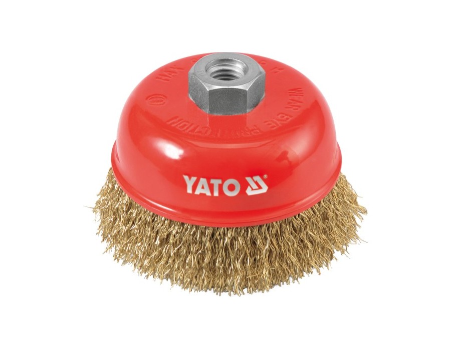 SZCZOTKA CZOOWA 100MM Z GWINTEM M14, DRUT MOSIDZOWANY