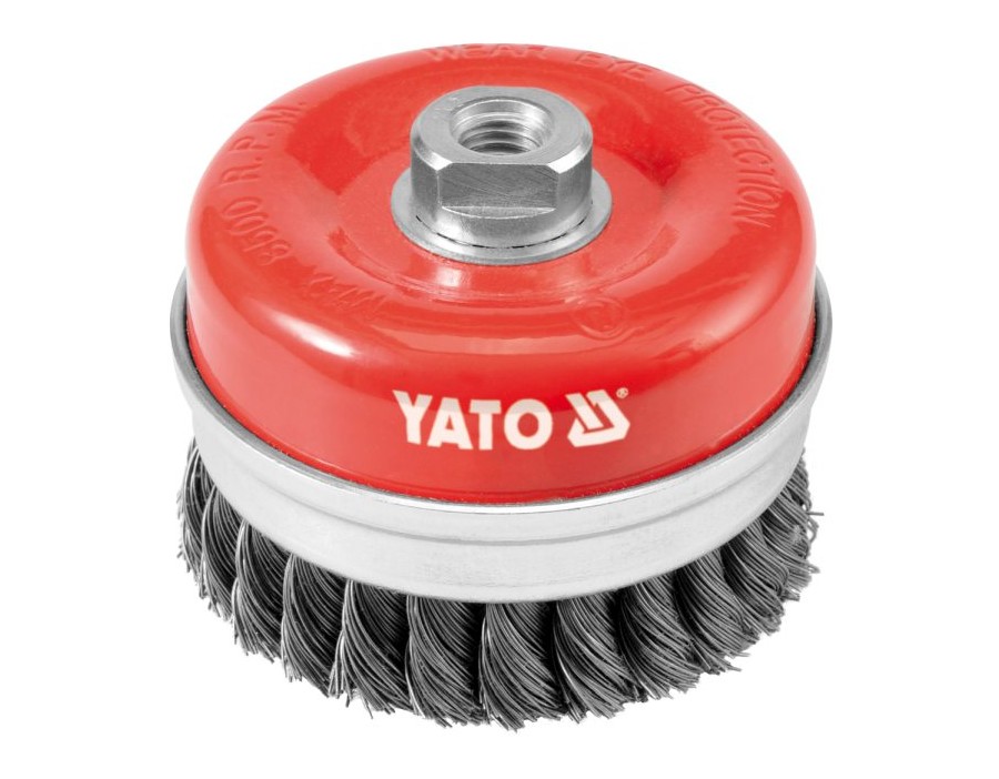 SZCZOTKA CZOOWA 100MM Z GWINTEM M14, DRUT SPLATANY