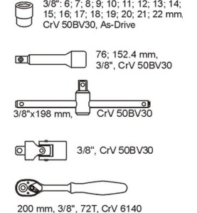 WKAD DO SZUFLADY ZESTAW NARZ.3/8 22CZ.