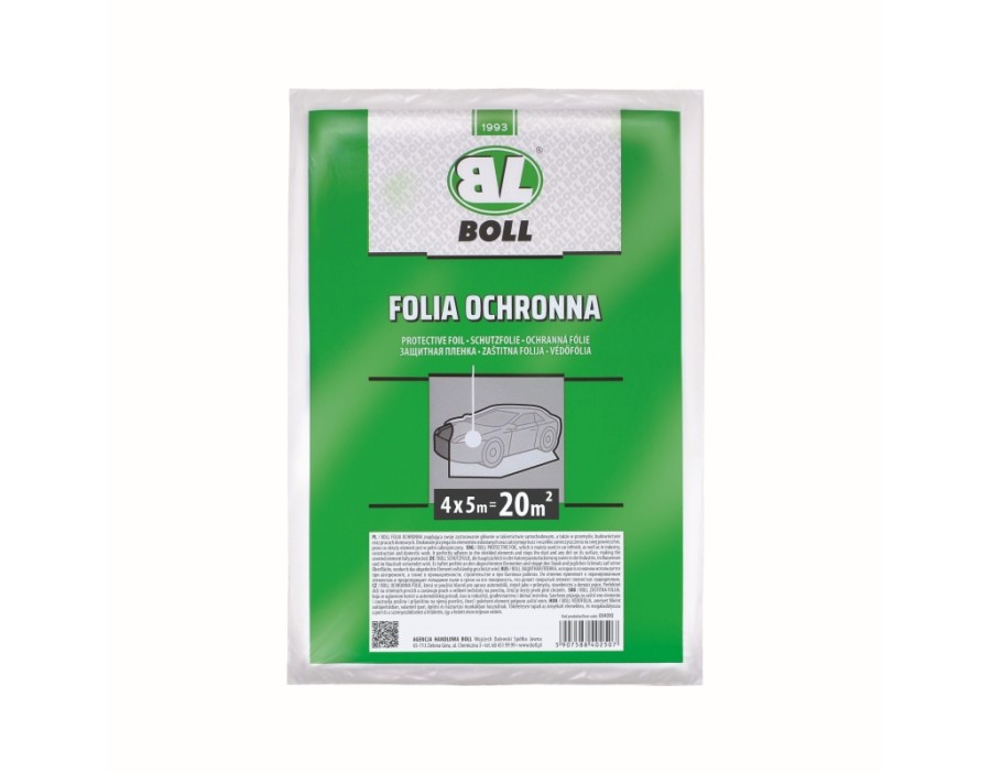 FOLIA OCHRONNA HDPE GRUBO 0,007MM 4M X 5M (20 M2) NA POJAZD / BOLL / KARTON 50SZT.