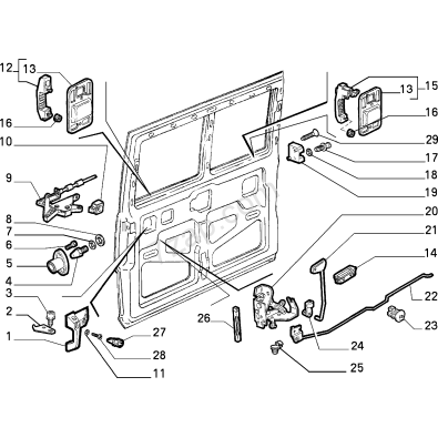 SLIDING DOORS FIAT-PRO NUOVO DUCATO DS.R.90 (1990-1994)  ASTA RINVIO APERTURA PORTA - OE 96203655 ORIGINALE