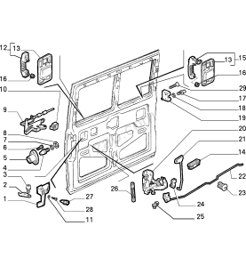 SLIDING DOORS FIAT-PRO NUOVO DUCATO DS.R.90 (1990-1994)  ASTA RINVIO APERTURA PORTA - OE 96203655 ORIGINALE