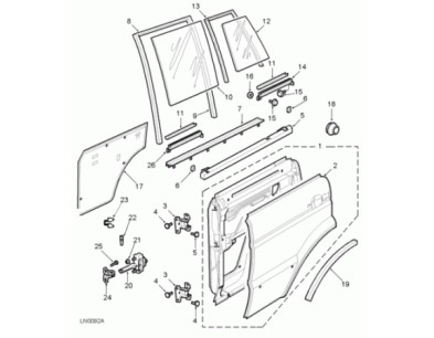 Dettagli su  Vetro scendente post sx verde Land Rover Discovery II 99-02 - CVB102651