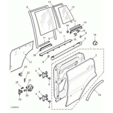 Dettagli su  Vetro scendente post sx verde Land Rover Discovery II 99-02 - CVB102651