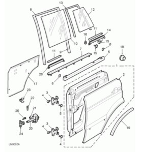 Dettagli su  Vetro scendente post sx verde Land Rover Discovery II 99-02 - CVB102651