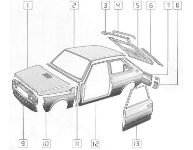Rivestimento traversa post Fiat 127 ultima serie - oe 5958161 - Ricambio originale Fiat - 
N.7 figura