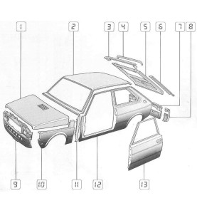 Rivestimento traversa post Fiat 127 ultima serie - oe 5958161 - Ricambio originale Fiat - 
N.7 figura
