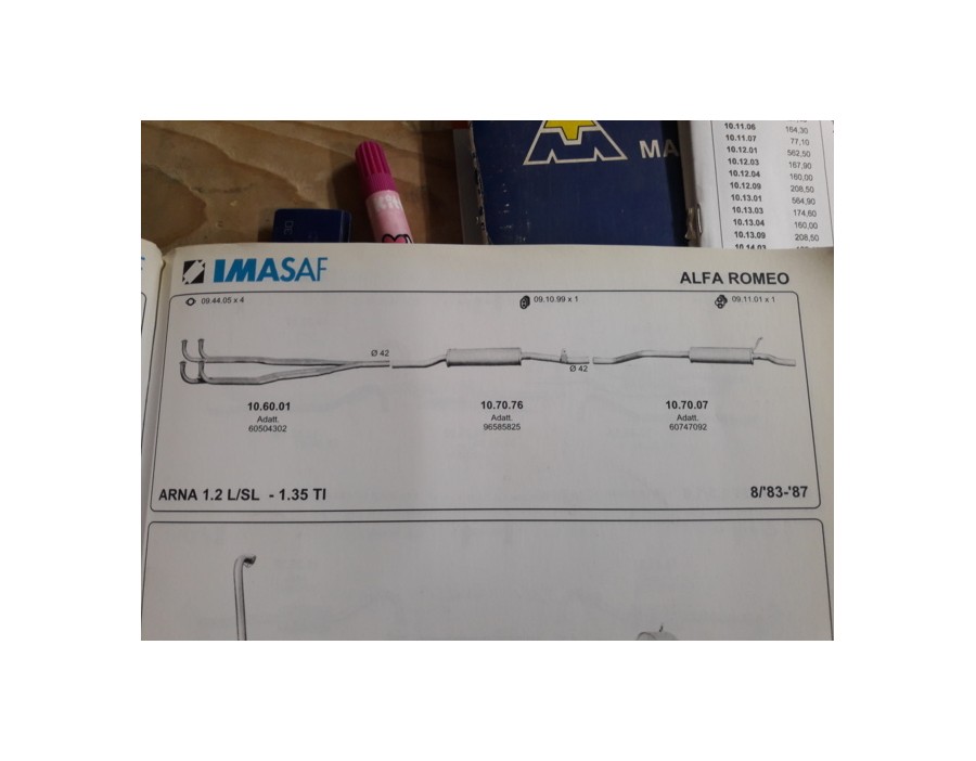 Tubazione scarico completa 3 pz Alfa Romeo  ARNA 83-87 - 1.2-1.3 TI  - Complete exhaust system ARNA