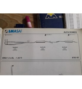 Tubazione scarico completa 3 pz Alfa Romeo  ARNA 83-87 - 1.2-1.3 TI  - Complete exhaust system ARNA