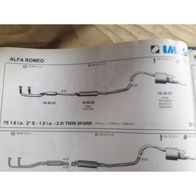 Tubazione scarico completa 3 pz Alfa Romeo ALFA 75 1.6 ie II° serie - 1.8 ie . 2.0 twin spark - Complete Exhaust system ALFA 75