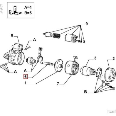 Albero motorino avviamento oe 9941462 Alfa Romeo 155 - Lancia Delta Dedra Thema - Starter motor shaft
