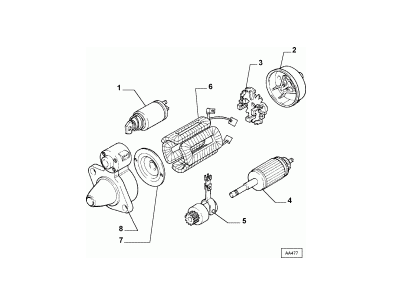 Supporto completo motorino avviamento Fiat Ducato - oe 9940361 - Ricambio originale - n.8 della figura
