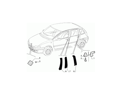7743652 Nastro adesivo est porta post sx Fiat Punto - n.7 figura