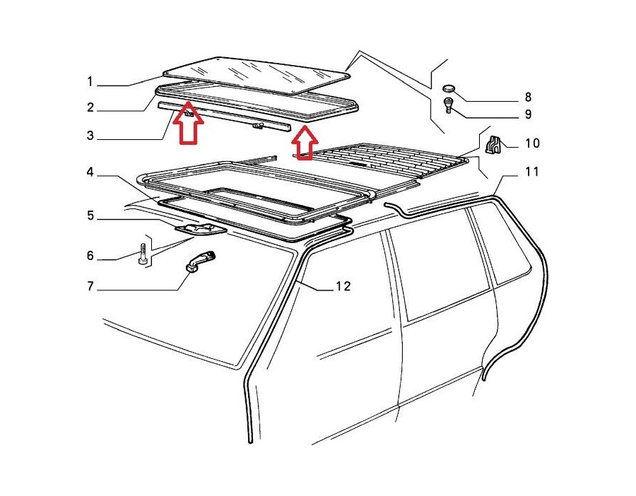 5995208 Guarnizione Esterna Tettino Apribile Fiat UNO - External Roof seal Fiat UNO