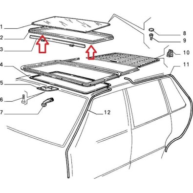 5995208 Guarnizione Esterna Tettino Apribile Fiat UNO - External Roof seal Fiat UNO