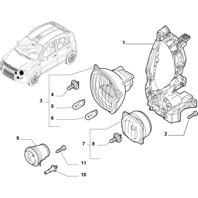 51754416 Faro Proiettore abbagliante Fiat Panda 4X4 Cross - n.7 della figura